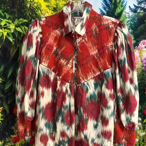 Hope for Flowers by Tracy Reese Smocked Cotton Shirt Size 1x #1250